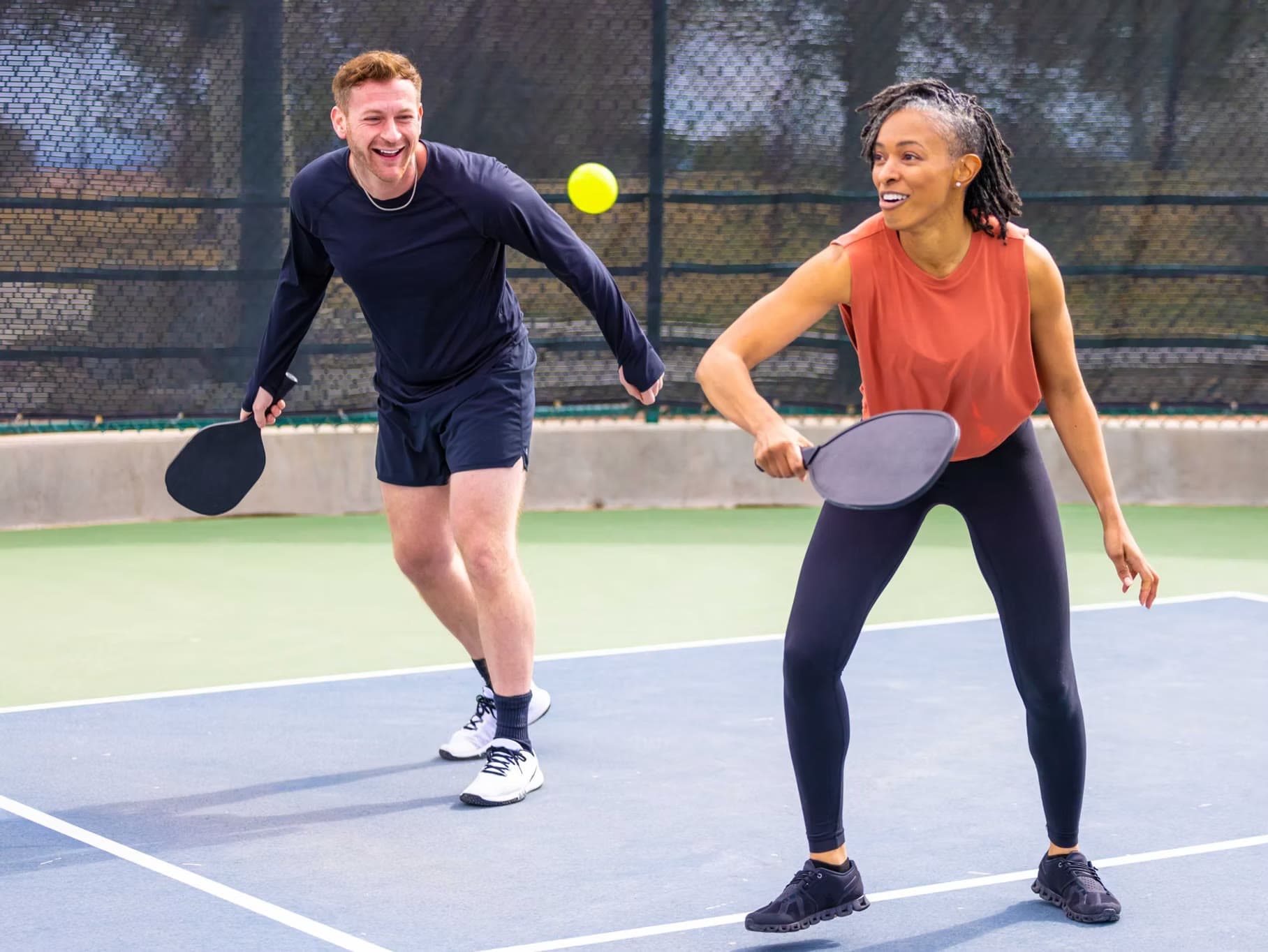 Pickleball players on the court
