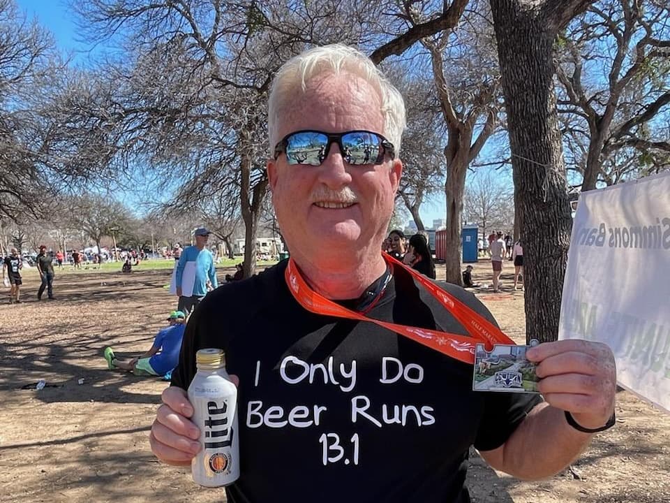 Robin Ruff after completing the Cowtown Half Marathon